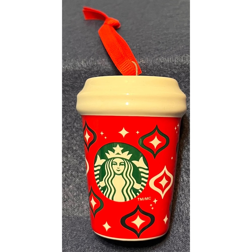 Starbucks 2023 Red Holiday Cup Ceramic Ornament Miniature To-Go Cup Siren Logo